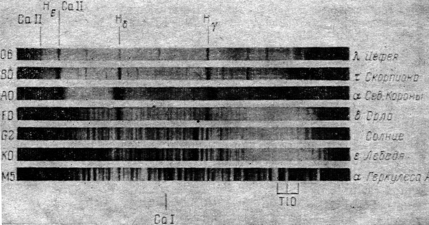 Рис. 137. Спектральная классификация звезд